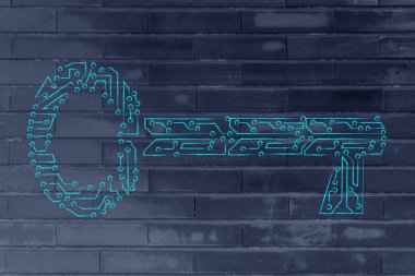 Elektronik mikroçip devre, anahtar kelimeler veya parola anahtar yapılmış 
