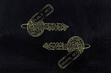 özel ve genel anahtarlar devreleri, şifreleme konsantrasyon yapılan eşleme