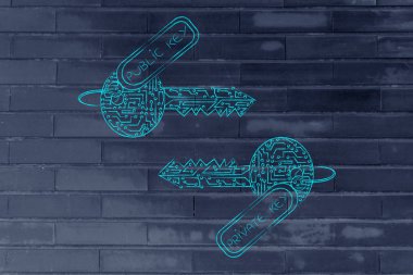 özel ve genel anahtarlar devreleri, şifreleme konsantrasyon yapılan eşleme