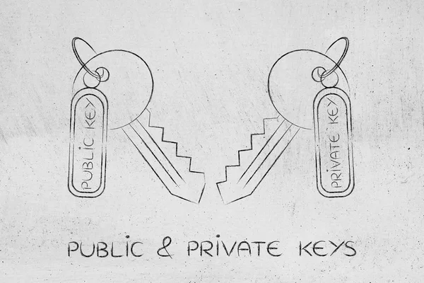 Matching private & public keys, encryption algorithms concept — Stock Photo, Image