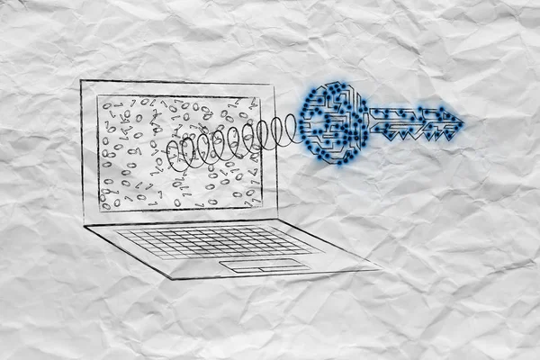 Clé de circuit sur ressort hors écran d'ordinateur portable, cryptage & securit — Photo