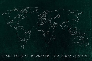 Dünya Haritası çevrimiçi içerik anahtar kelimeler kavramı ile anahtar taşı,