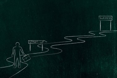 iş başarı için start-up yolda yürüyen adam