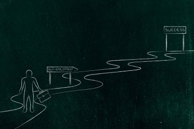 iş adamı serbest meslek yolda başarı için yürüyüş