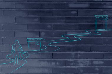 iş adamı serbest meslek yolda başarı için yürüyüş