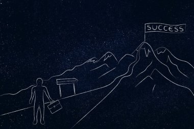 adam yolda başarı için iş ortaklığı hiking