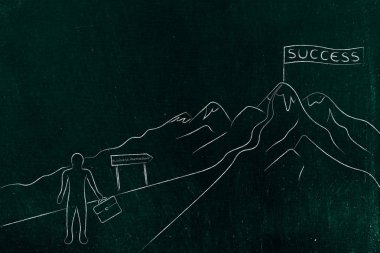 adam yolda başarı için iş ortaklığı hiking