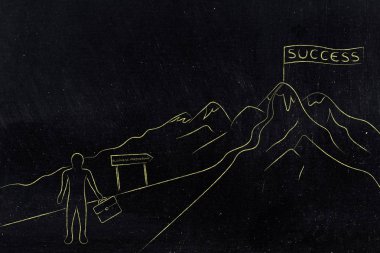 adam yolda başarı için iş ortaklığı hiking
