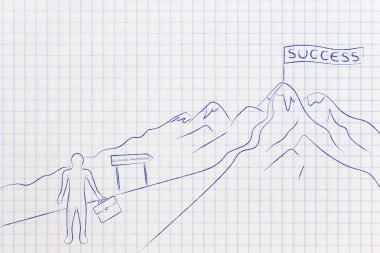 adam yolda başarı için iş ortaklığı hiking