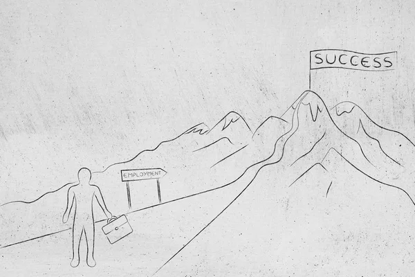 Działalności człowieka piesze wycieczki na zatrudnienie ścieżka do sukcesu — Zdjęcie stockowe