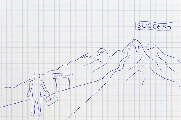 Działalności człowieka piesze wycieczki na samozatrudnienie ścieżka do sukcesu — Zdjęcie stockowe