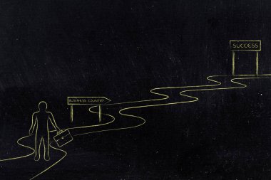 Başarı için iş ülkeden yolda yürüyen adam