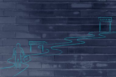 Başarı için iş ülkeden yolda yürüyen adam