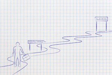 iş adamı mktg kampanya yolda başarı için yürüyüş