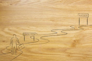 iş adamı mktg kampanya yolda başarı için yürüyüş