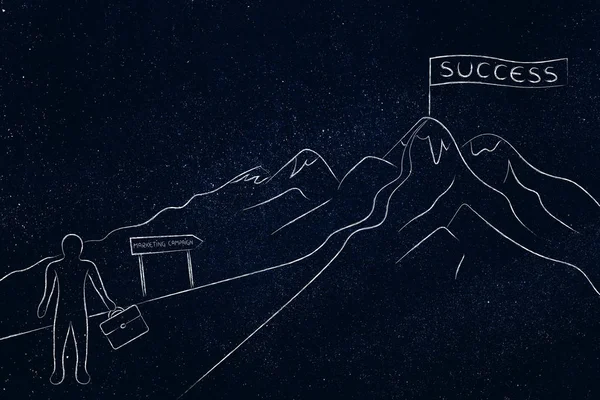 iş adamı mktg kampanya yolda başarı için hiking