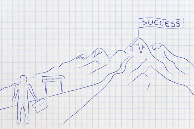 iş adamı mktg kampanya yolda başarı için hiking