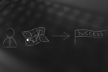 iş adam yanında harita yön-e doğru başarı ile