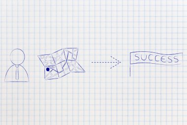 iş adam yanında harita yön-e doğru başarı ile