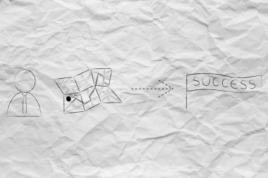 iş adam yanında harita yön-e doğru başarı ile