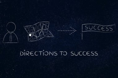 iş adam yanında harita yön-e doğru başarı ile