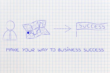 iş adam yanında harita yön-e doğru başarı ile