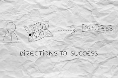 iş adam yanında harita yön-e doğru başarı ile