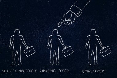 işsiz Erkekler Serbest meslek ve istihdam arasında işaret parmak