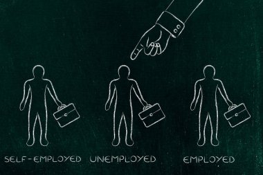 işsiz Erkekler Serbest meslek ve istihdam arasında işaret parmak