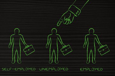 işsiz Erkekler Serbest meslek ve istihdam arasında işaret parmak