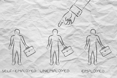 işsiz Erkekler Serbest meslek ve istihdam arasında işaret parmak