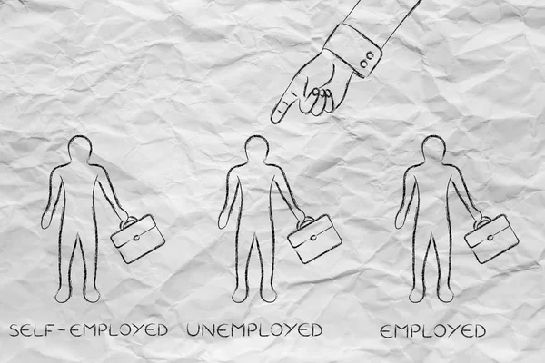 işsiz Erkekler Serbest meslek ve istihdam arasında işaret parmak