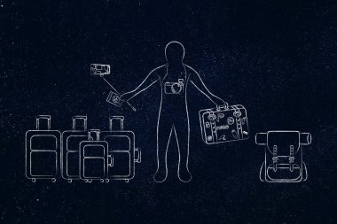 turist veya seyahat blogger ile Bagaj ve dişli