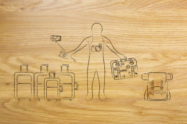 turist veya seyahat blogger ile Bagaj ve dişli