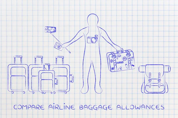 Blogueur touristique ou de voyage avec bagages et équipement — Photo