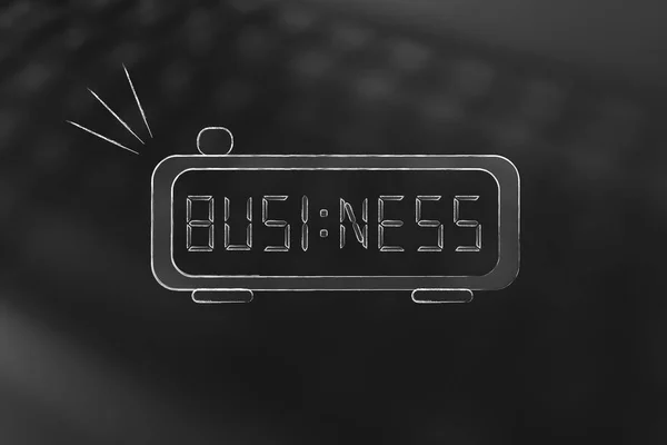 Digitale alarm met woord Business in plaats van tijd — Stockfoto