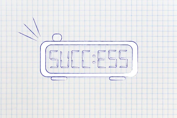 Digital alarm with word Success instead of time — Stock Photo, Image