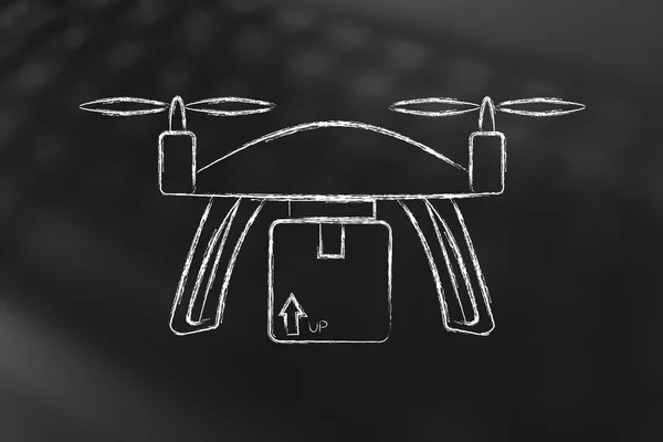 Entrega comercial de drones de paquete de pedidos en línea — Foto de Stock