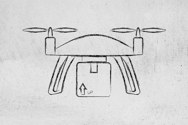 Entrega comercial de drones de paquete de pedidos en línea —  Fotos de Stock