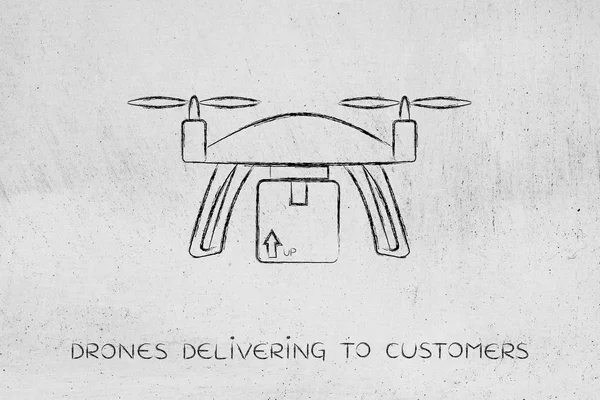 Livraison commerciale de colis de commande en ligne par drone — Photo