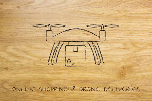 Entrega comercial de drones de paquete de pedidos en línea —  Fotos de Stock