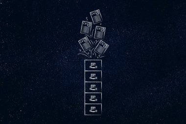 Özgeçmiş kağıtları içinde ya da dışarı ile arşiv