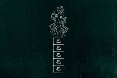 Özgeçmiş kağıtları içinde ya da dışarı ile arşiv