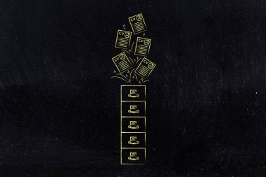 Özgeçmiş kağıtları içinde ya da dışarı ile arşiv