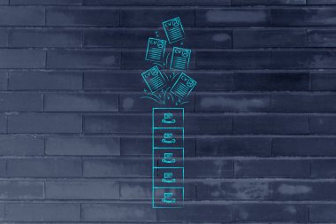 Özgeçmiş kağıtları içinde ya da dışarı ile arşiv