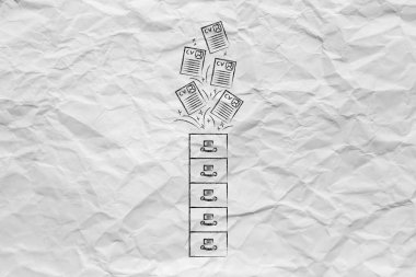 Özgeçmiş kağıtları içinde ya da dışarı ile arşiv