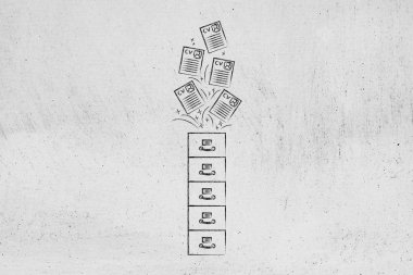 Özgeçmiş kağıtları içinde ya da dışarı ile arşiv