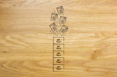 Özgeçmiş kağıtları içinde ya da dışarı ile arşiv