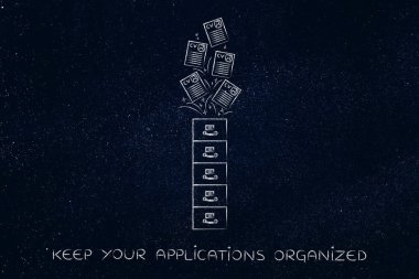 Özgeçmiş kağıtları içinde ya da dışarı ile arşiv