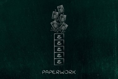 Özgeçmiş kağıtları içinde ya da dışarı ile arşiv